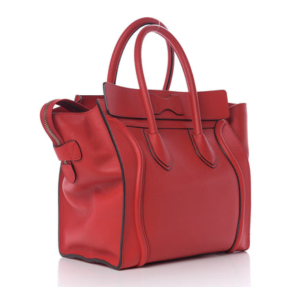 Celine Drummed Calfskin Mini Luggage Coquelicot 2 of 8