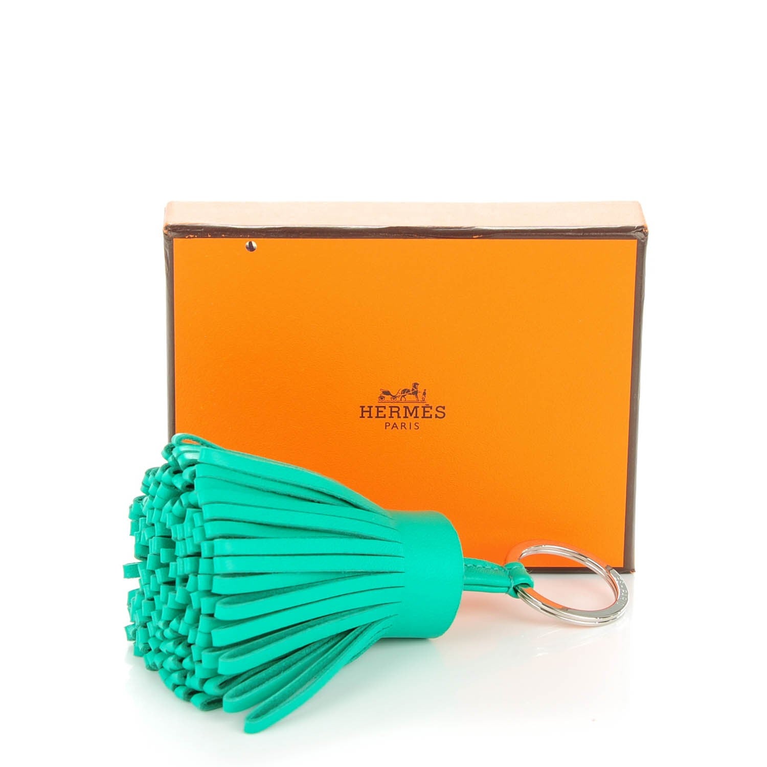 Hermes Lambskin Carmen Tassel Key Holder Menthe 3 of 5