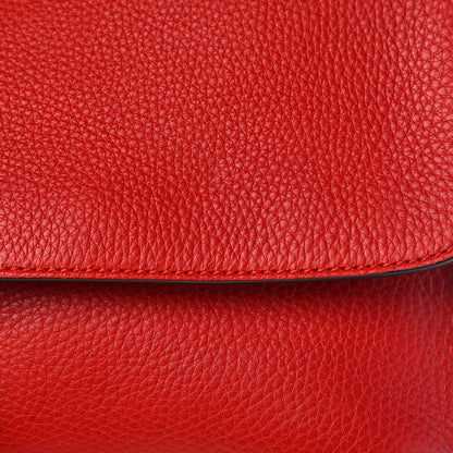 Gucci Pebbled Calfskin Bamboo Daily Flap Shoulder Bag Red 8 of 9