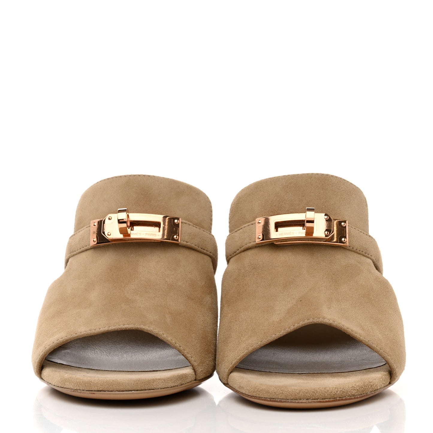 Suede Goatskin Satin Cute Sandals 36 Beige Argile