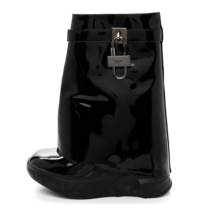 Givenchy Patent Shark Lock Biker Ankle Boots 37 Black 1 of 8