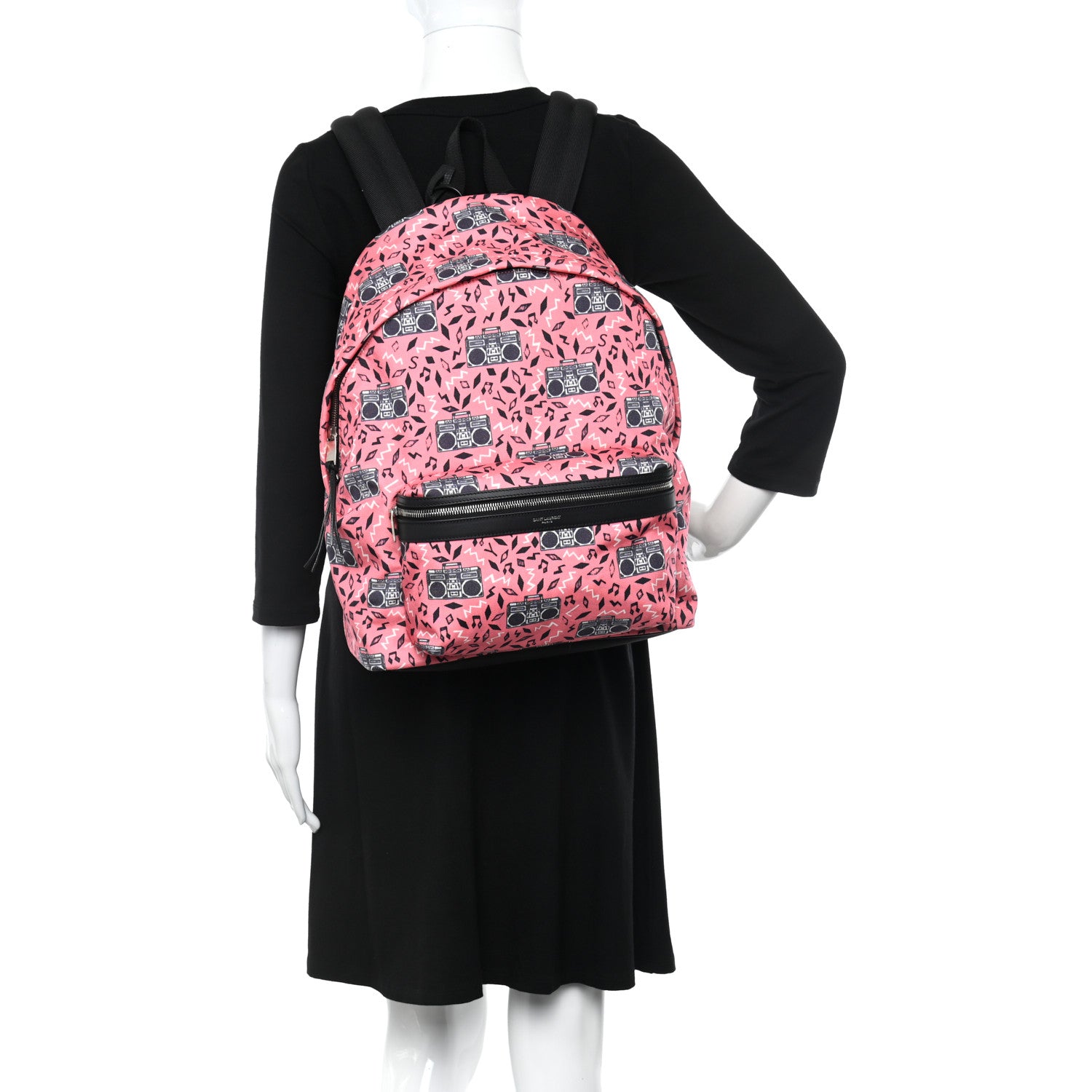 Saint Laurent Canvas Radio Print City Backpack Pink 2 of 11