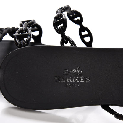 Hermes Rubber Chaine d'Ancre Rivage Sandals 37 Black 7 of 8
