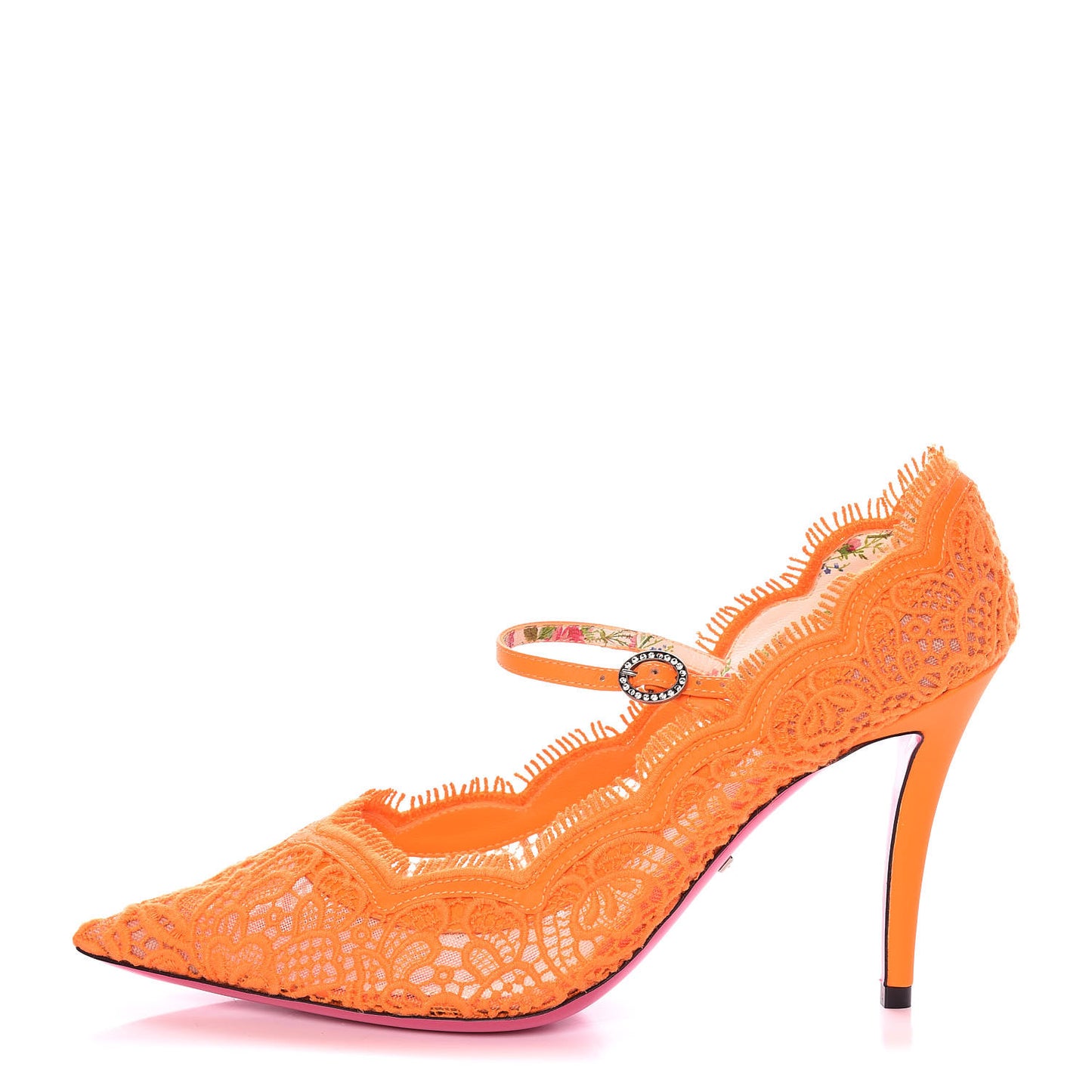 Lace Pizzo Venice Pumps 38.5 Orange Fluo