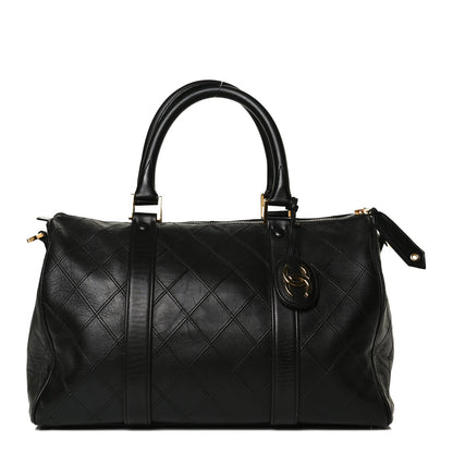 Chanel Calfskin Stitched CC Boston Black 1 of 16