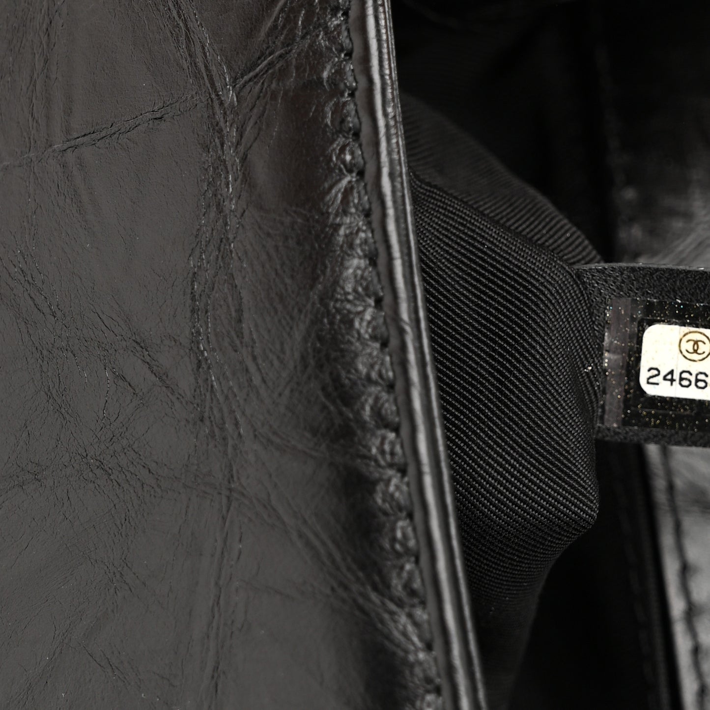 Aged Calfskin Chevron Quilted Medium Jacket Boy Flap Black