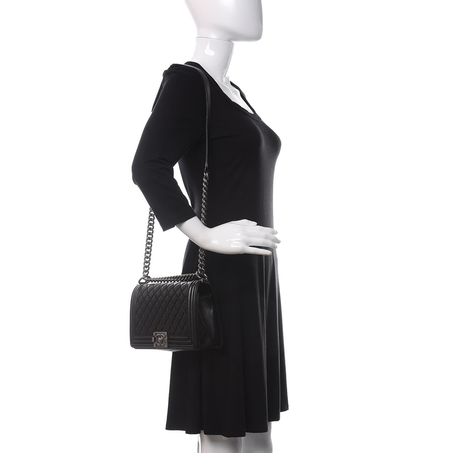 Chanel Lambskin Quilted Medium Boy Flap Black 2 of 15