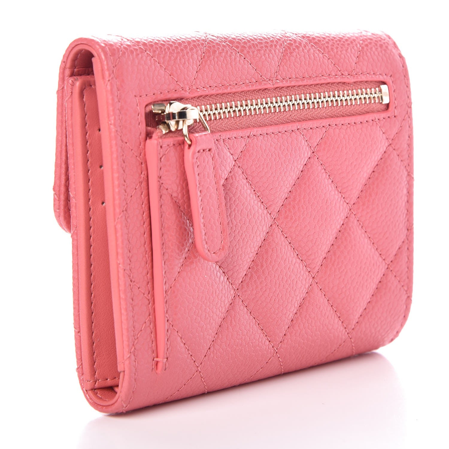 Chanel Caviar Quilted Compact Flap Wallet Pink 3 of 9