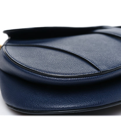 Christian Dior Grained Calfskin Saddle Bag Navy 9 of 10