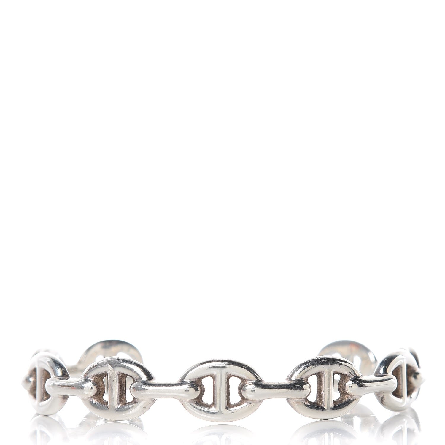 Hermes Sterling Silver MM Chaine d'Ancre Enchainee Cuff Bracelet LG 1 of 11
