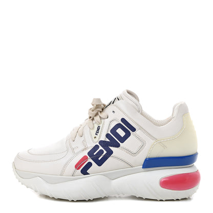 Fendi X FILA Vitello Mania Painted Womens Chunky Sneakers 38 Ice White Caipiroska Blueberry 1 of 8