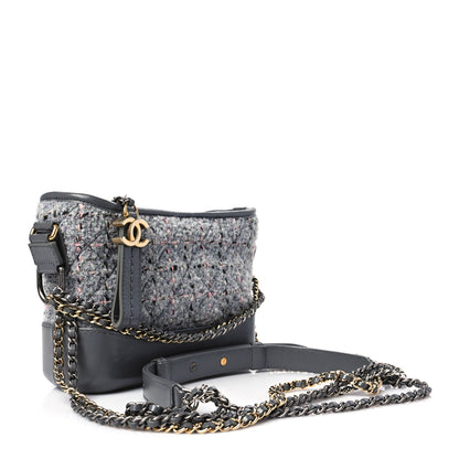 Chanel Tweed Calfskin Quilted Small Gabrielle Hobo Grey 3 of 7