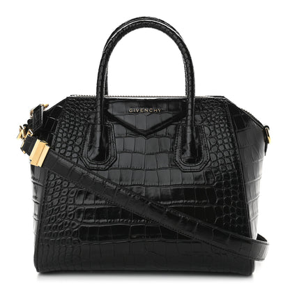 Givenchy Calfskin Crocodile Embossed Small Antigona Black 1 of 9