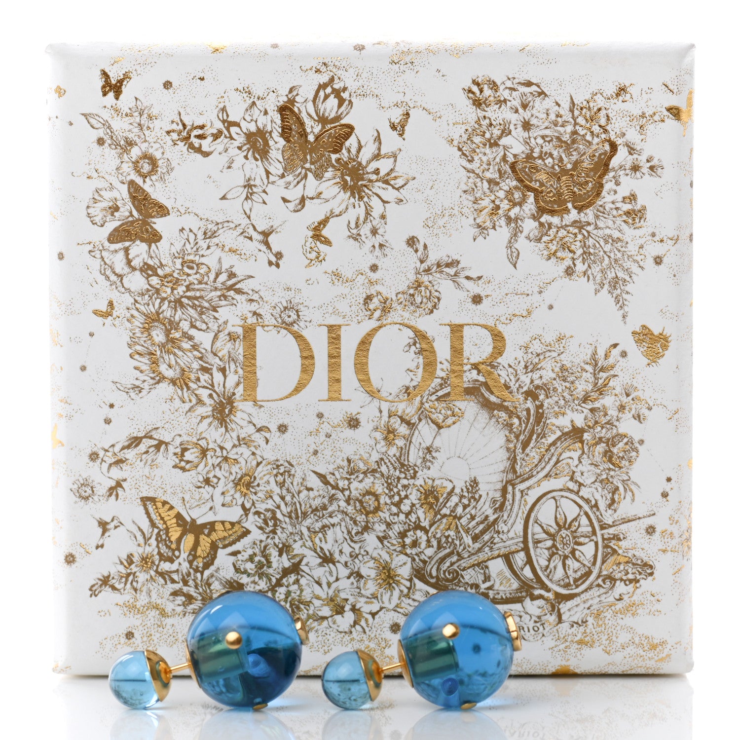 Christian Dior Mise En Dior Tribal Earrings Gold Blue 4 of 4