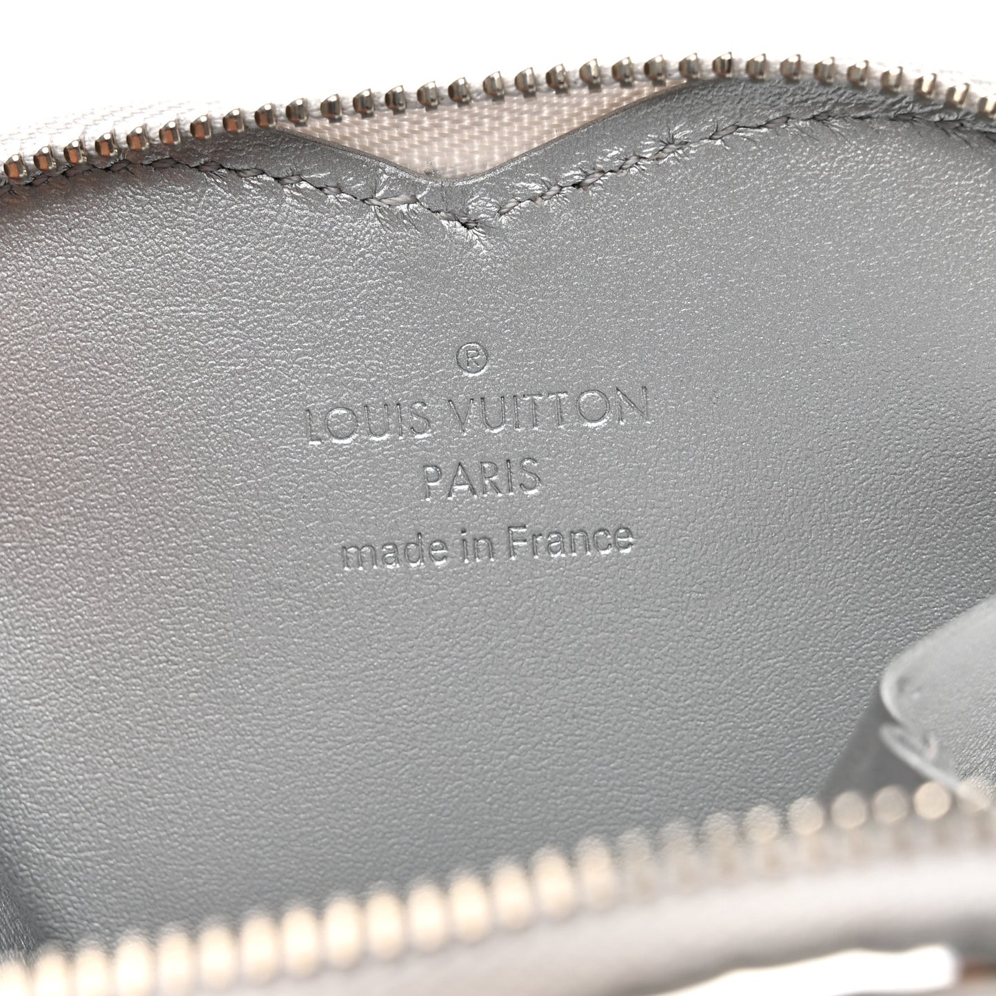 Monogram Mirror Heart Coin Purse Silver