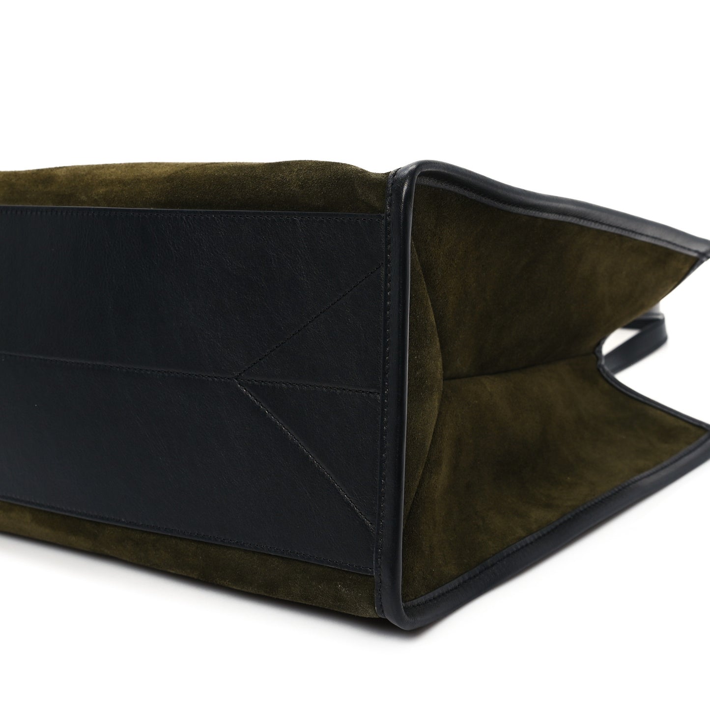 Suede T-Bar Chain Tote Military Black