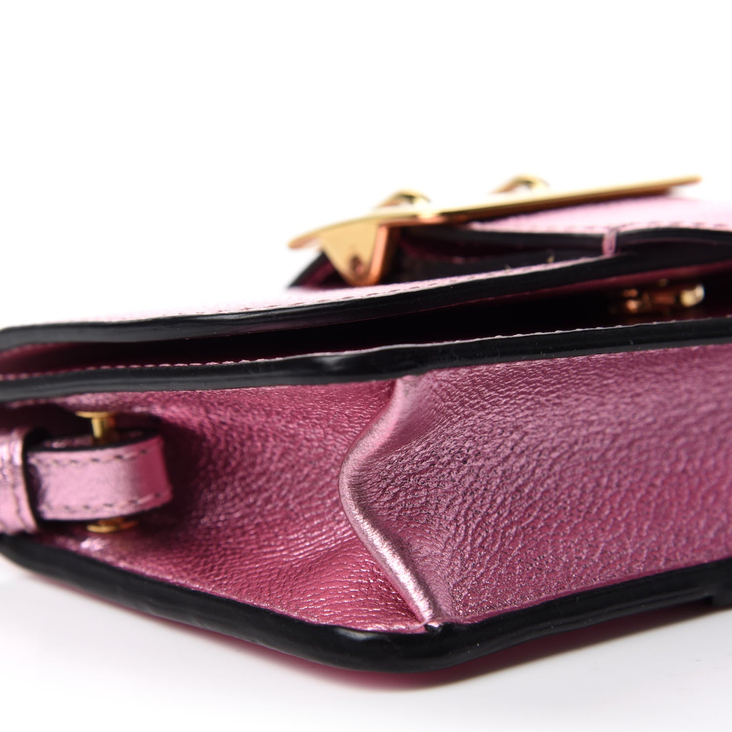 Burberry Metallic Soft Grain Calfskin Mini Phone Buckle Bag Pale Orchid 6 of 14