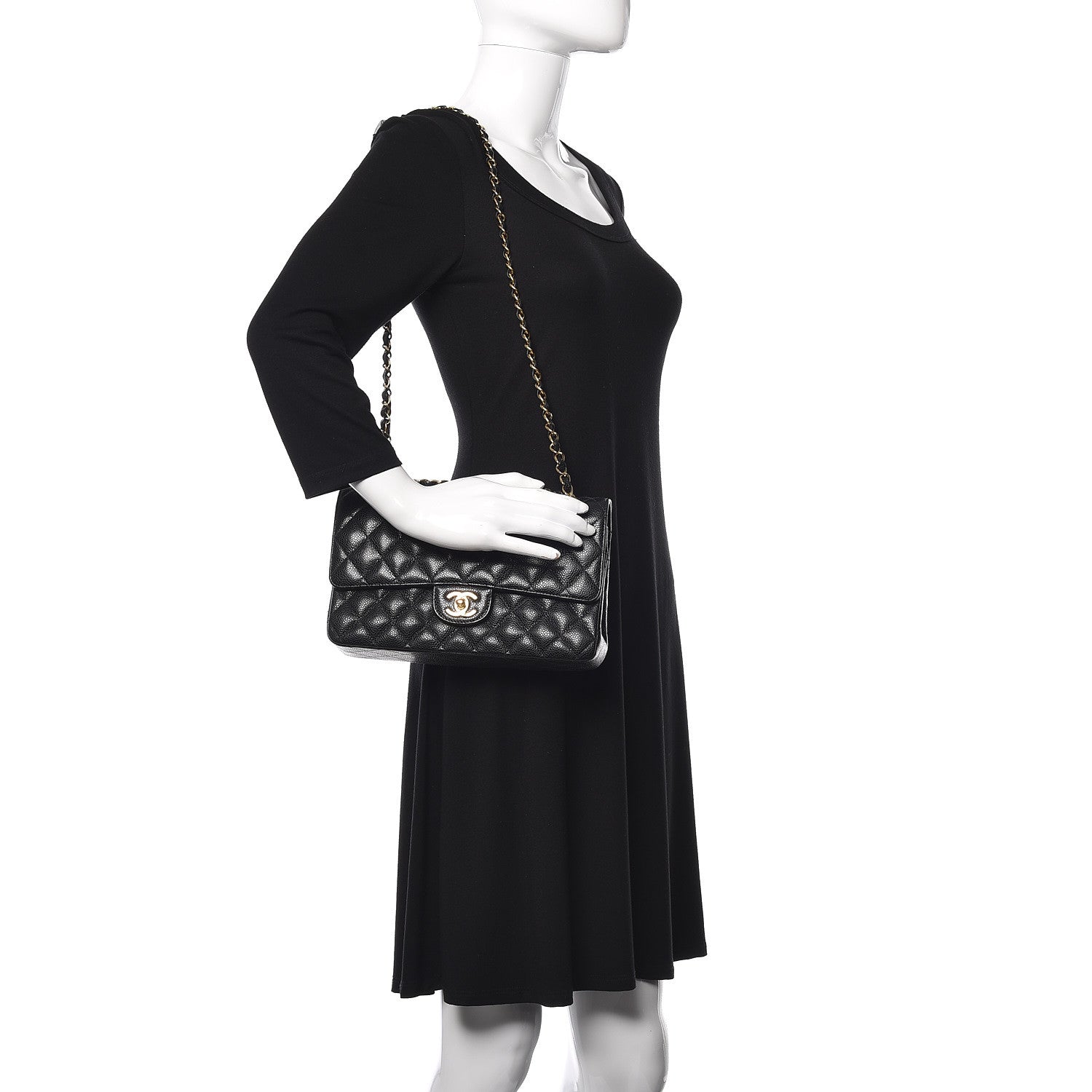 Chanel Caviar Quilted Medium Double Flap Black 2 of 12