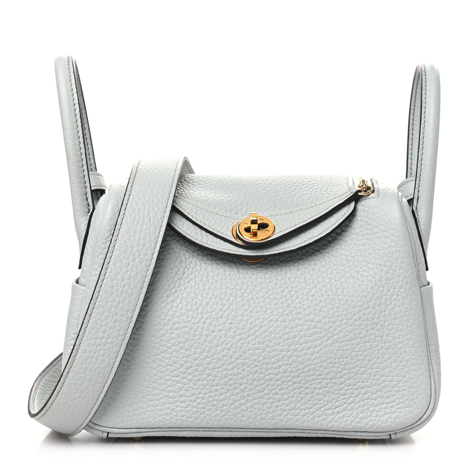 Hermes Taurillon Clemence Mini Lindy 20 Bleu Pale 1 of 11