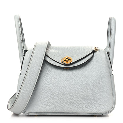 Hermes Taurillon Clemence Mini Lindy 20 Bleu Pale 1 of 11
