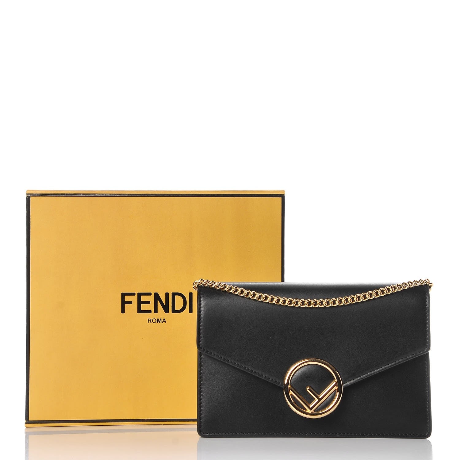 Fendi Vitello Liberty Lucido F is Fendi Medium Envelope Wallet on Chain Black 8 of 8