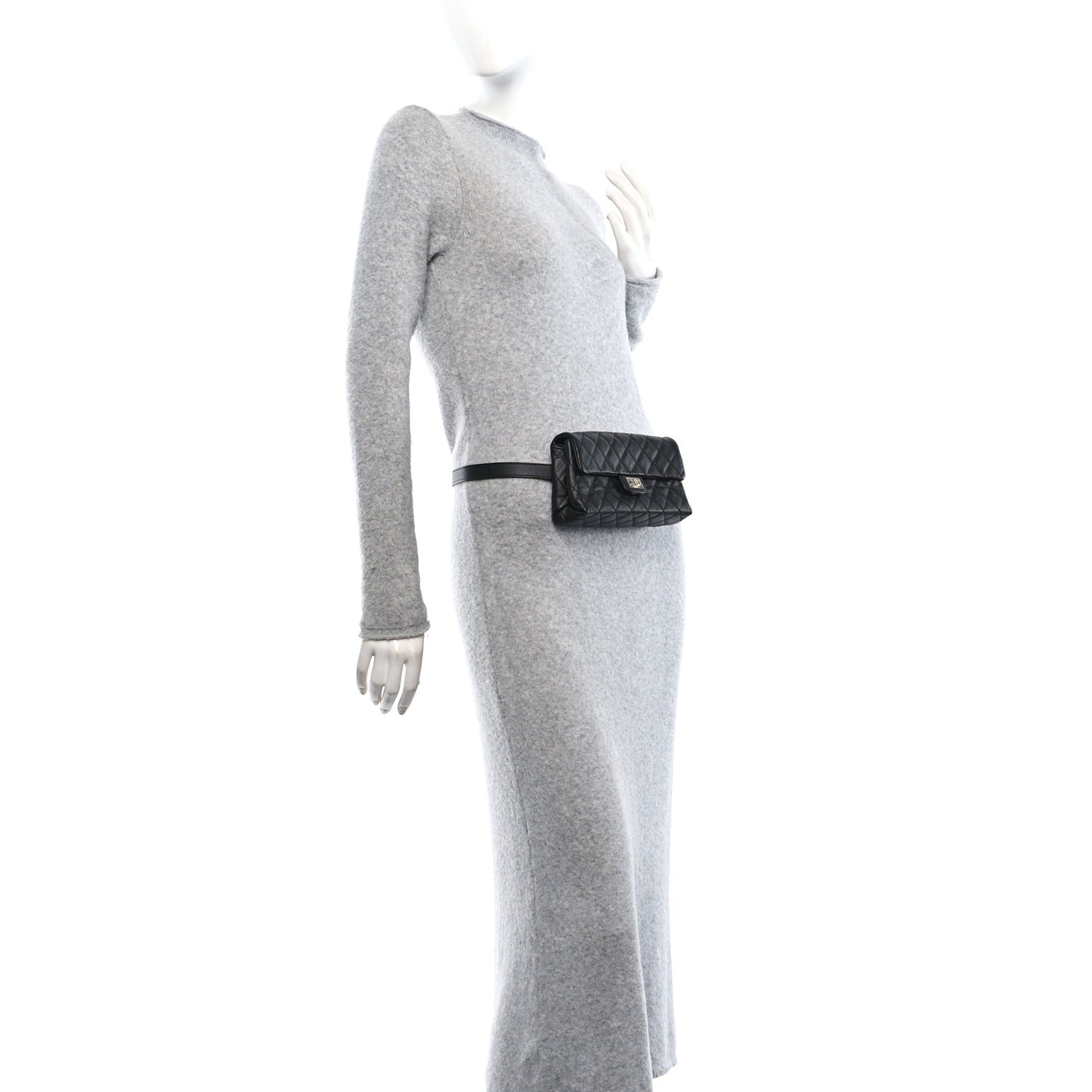 Grained Calfskin Quilted 2.55 Reissue Flap Belt Bag Clutch  Black