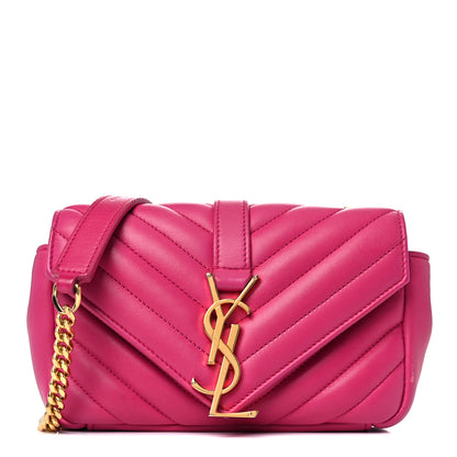 Saint Laurent Calfskin Matelasse Chevron Classic Monogram Baby Chain Bag Fuchsia 1 of 21