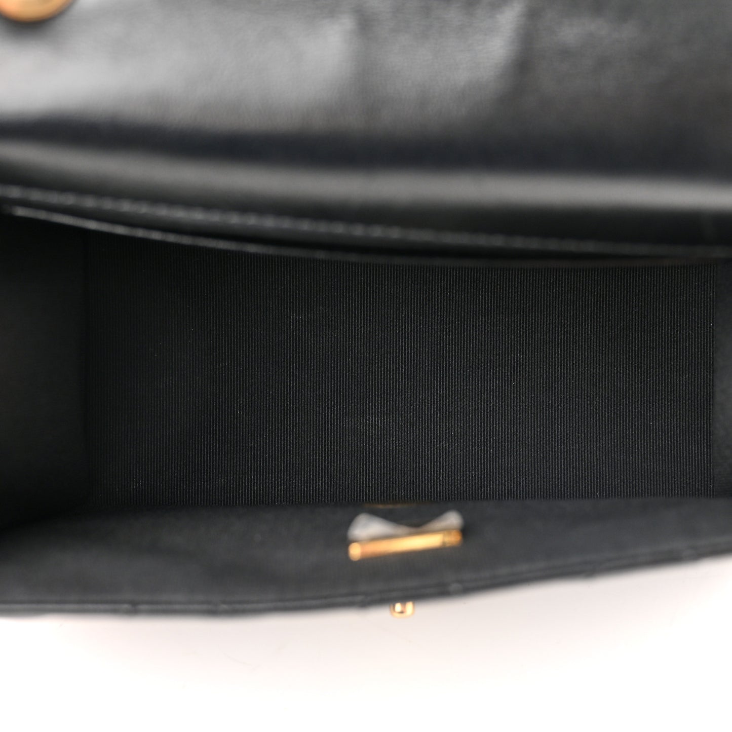 Shiny Lambskin Quilted Mini Flap Black