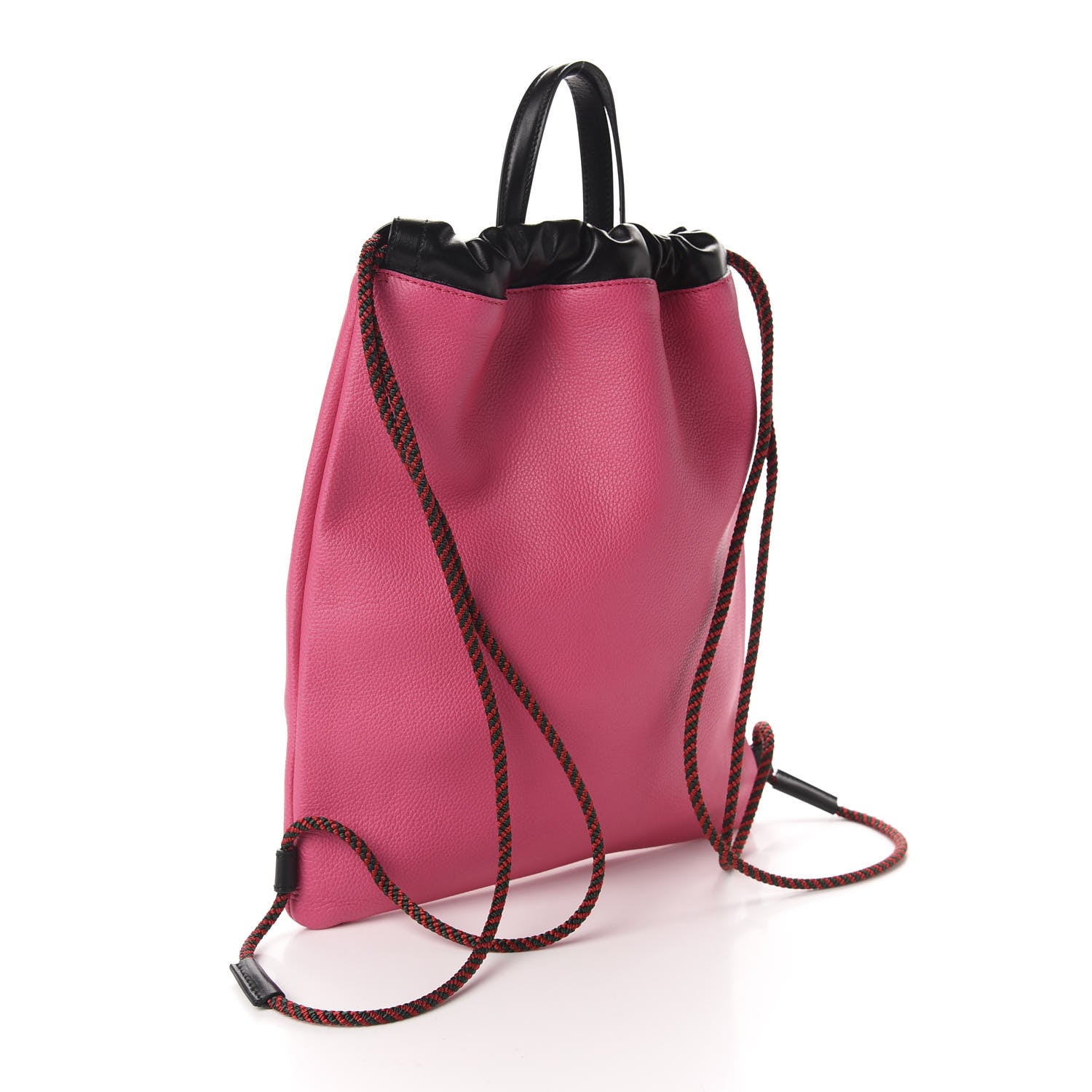 Gucci Grained Calfskin Logo Drawstring Backpack Box Pink Green Black 2 of 9