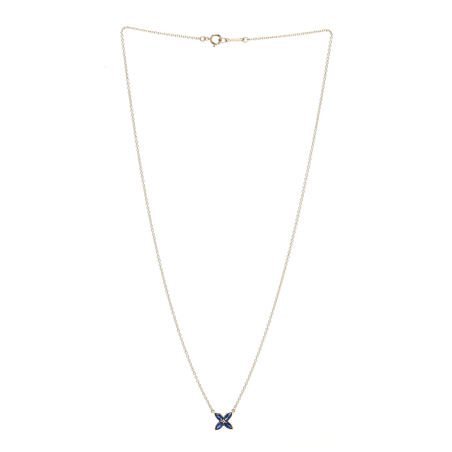 Tiffany 18K Yellow Gold Sapphire Small Victoria Necklace 4 of 10