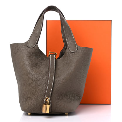 Hermes Taurillon Clemence Picotin Lock 18 PM Etoupe 9 of 9