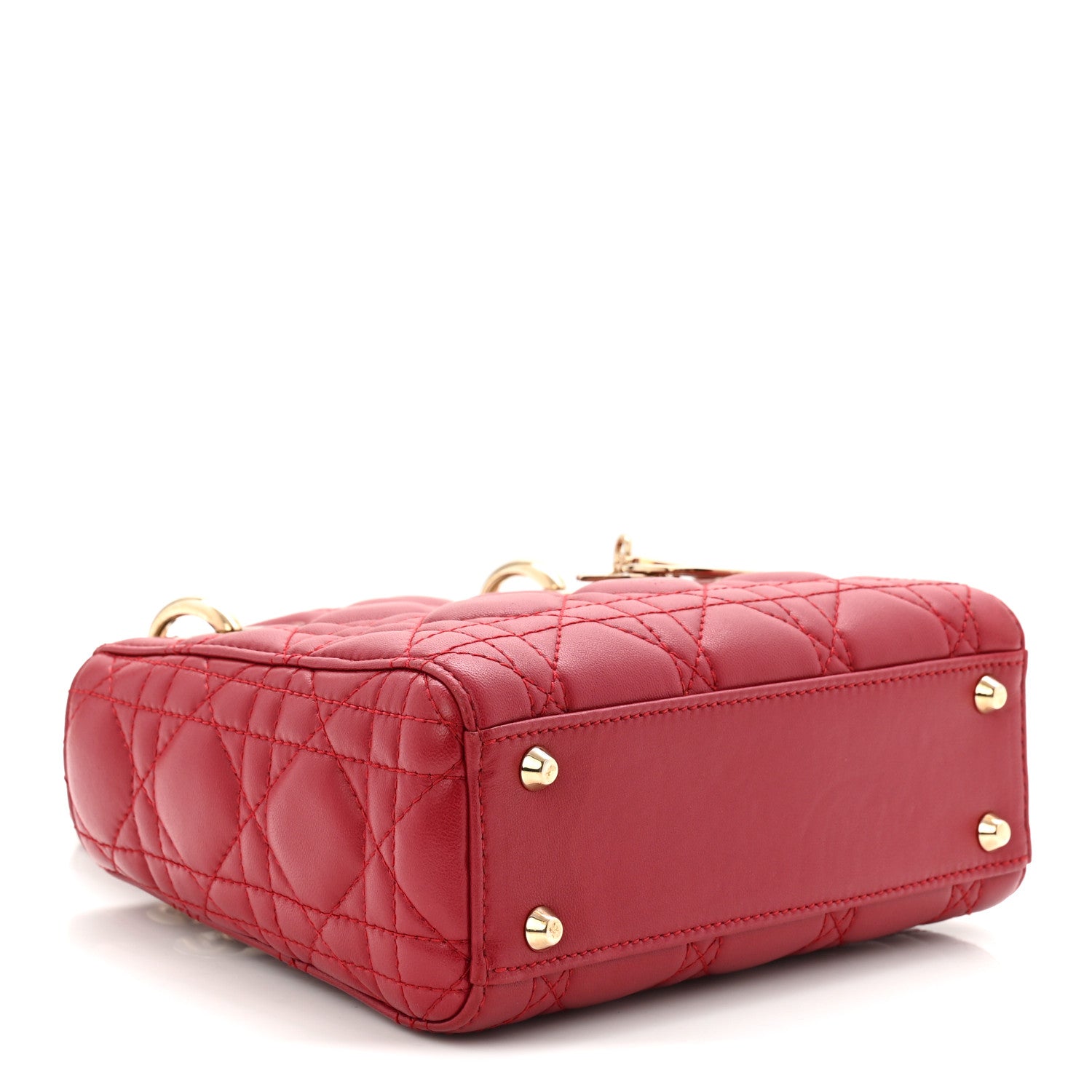 Christian Dior Lambskin Cannage Mini Lady Dior Red 4 of 11