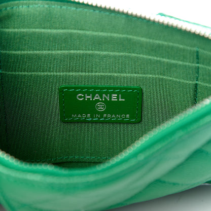 Chanel Caviar Quilted Classic Flat Wallet Pouch Green 6 of 7