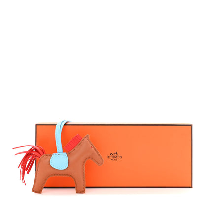 Hermes Milo Lambskin Grigri Rodeo Horse Bag Charm PM Gold Rouge Indien Celeste 5 of 5