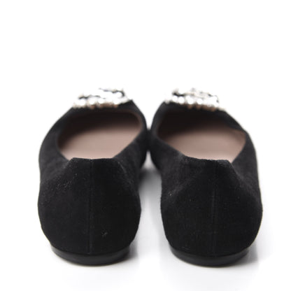 Gucci Suede Crystal Interlocking G Ballet Flats 36.5 Black 5 of 9