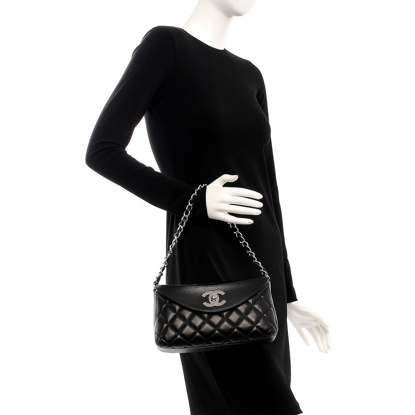 Lambskin Quilted Flap Bag Black