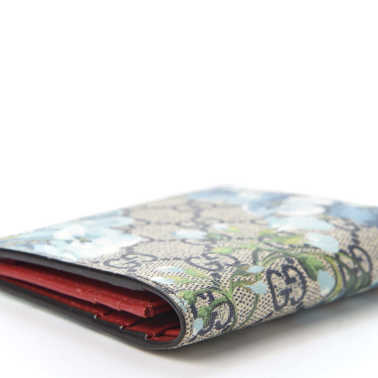 Gucci GG Supreme Monogram Blooms Card Case Beige Blue Navy Hibiscus Red 5 of 8