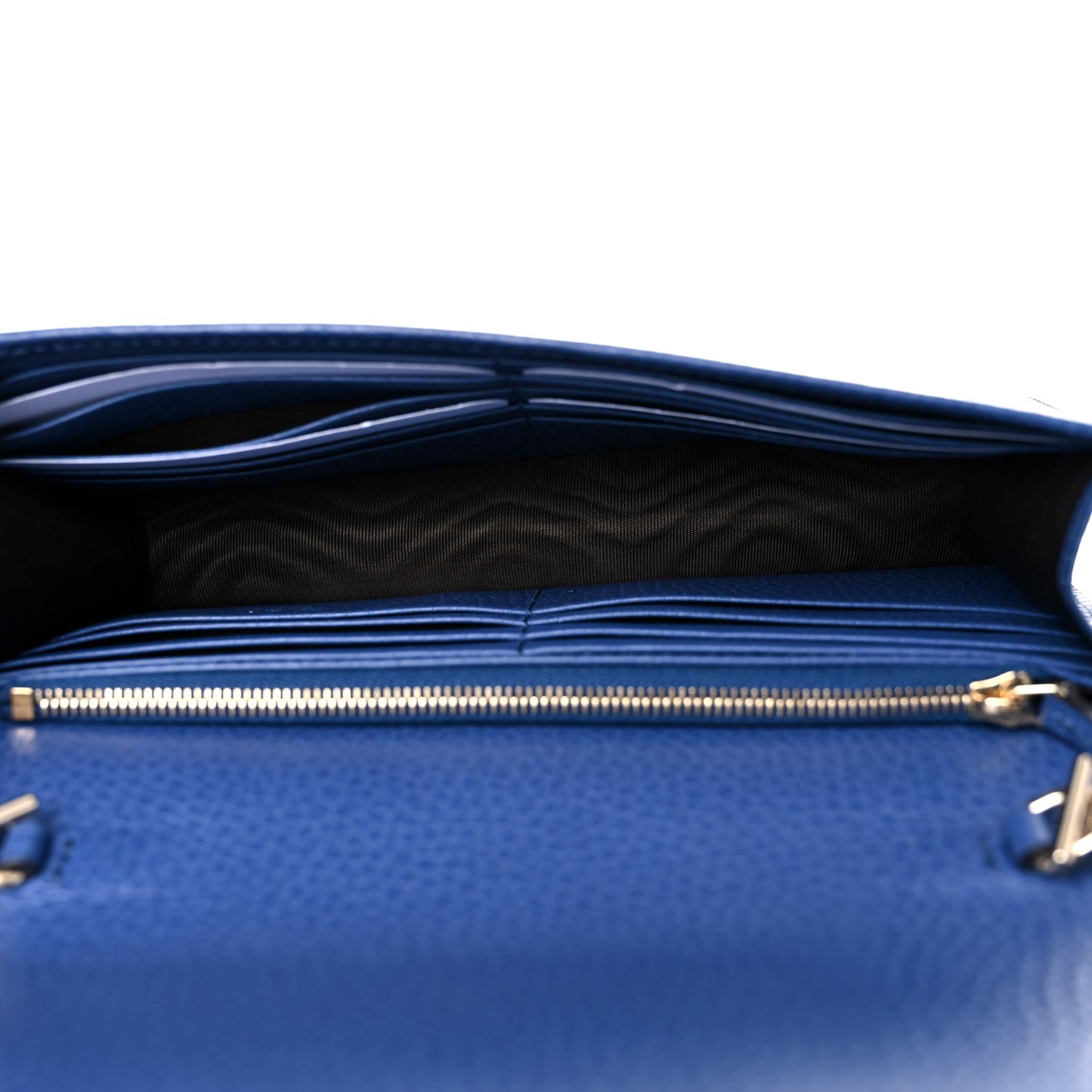 Dollar Calfskin Interlocking G Chain Wallet Caspian