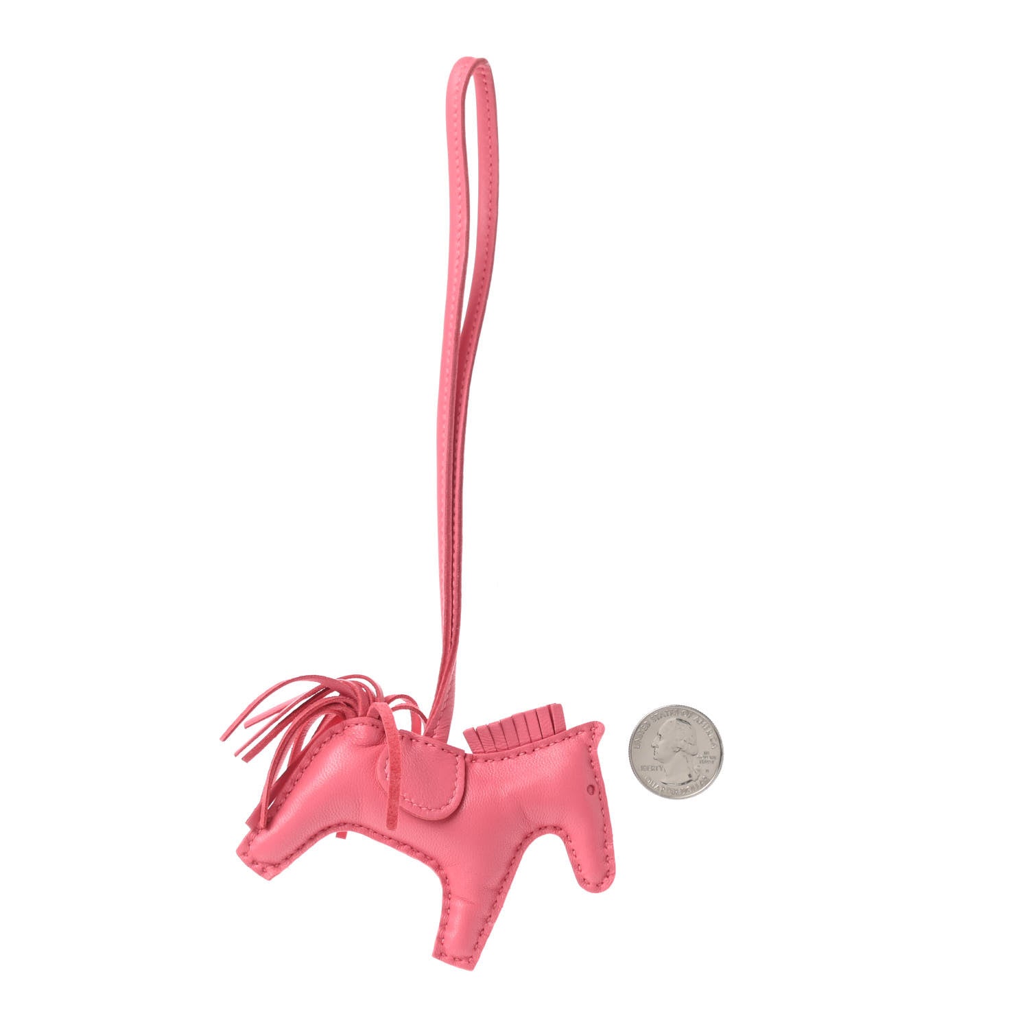 Hermes Milo Lambskin Grigri Rodeo Horse Bag Charm PM Rose Azalee 2 of 3