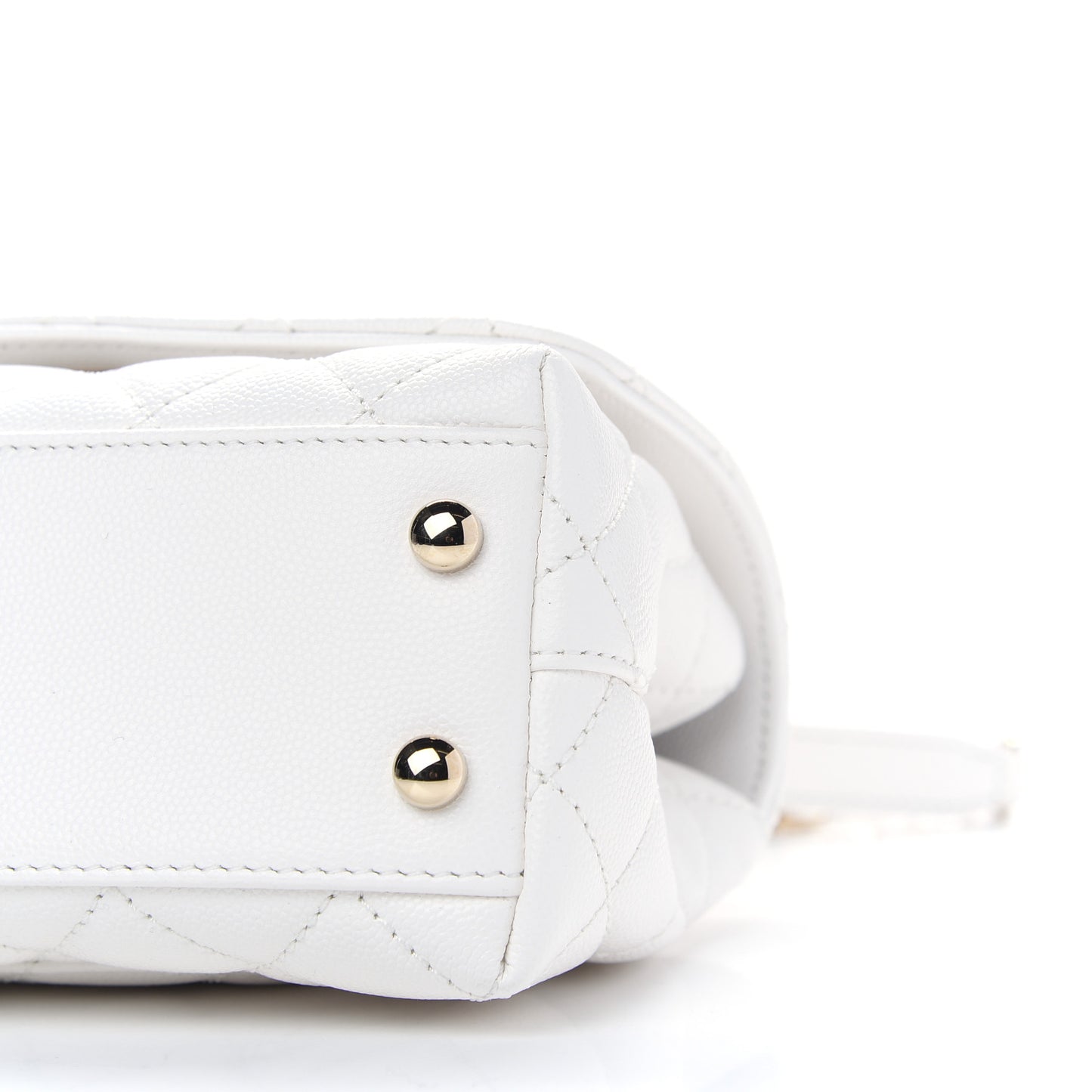 Caviar Quilted Extra Mini Coco Handle Flap White