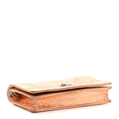 Christian Dior Metallic Ceramic Effect Deerskin Diorama Wallet on Chain Pouch Gold 4 of 15