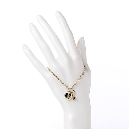 Tiffany 18K Yellow Gold Heart Lock Key Chain Bracelet 2 of 5