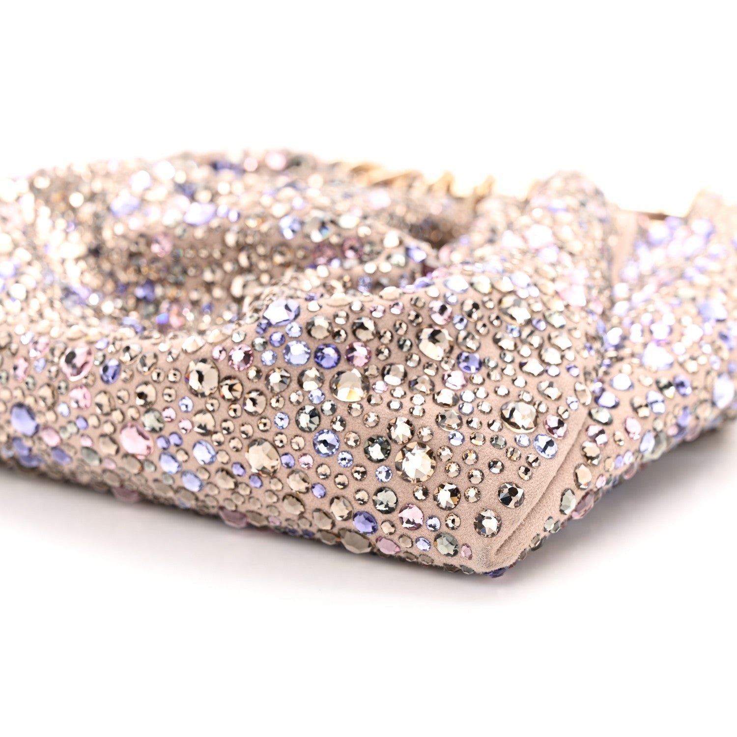 Valentino Garavani Crystal Suede Bebop Loop Handle Clutch Pink 10 of 11