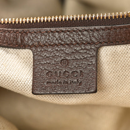 Gucci Monogram Textured Dollar Calfskin Horsebit 1955 Cinch Top Messenger Bag Beige Ebony Cocoa 5 of 12