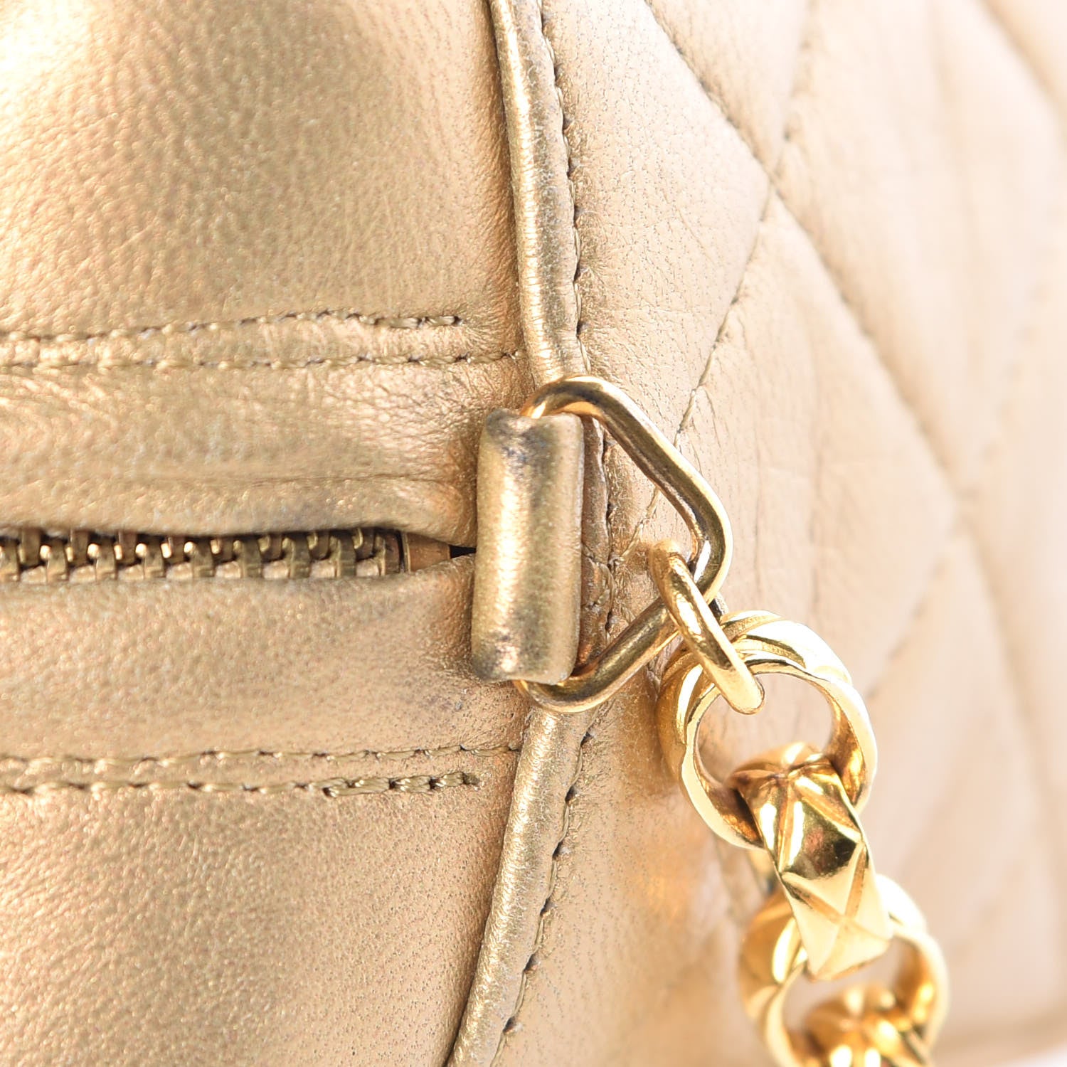 Chanel Metallic Lambskin Quilted Camera Case Gold 8 of 15