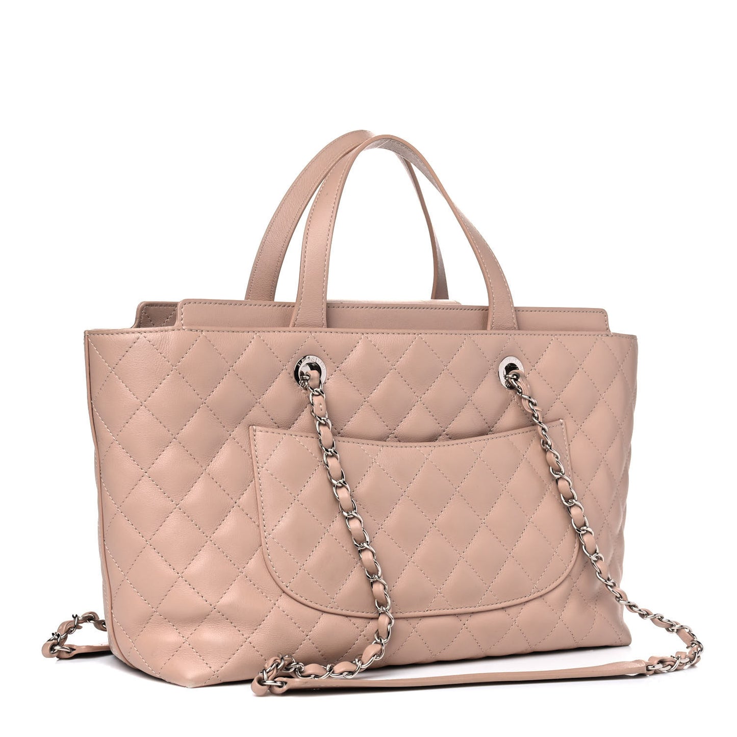 Calfskin Quilted Large Shopping Tote Light Pink