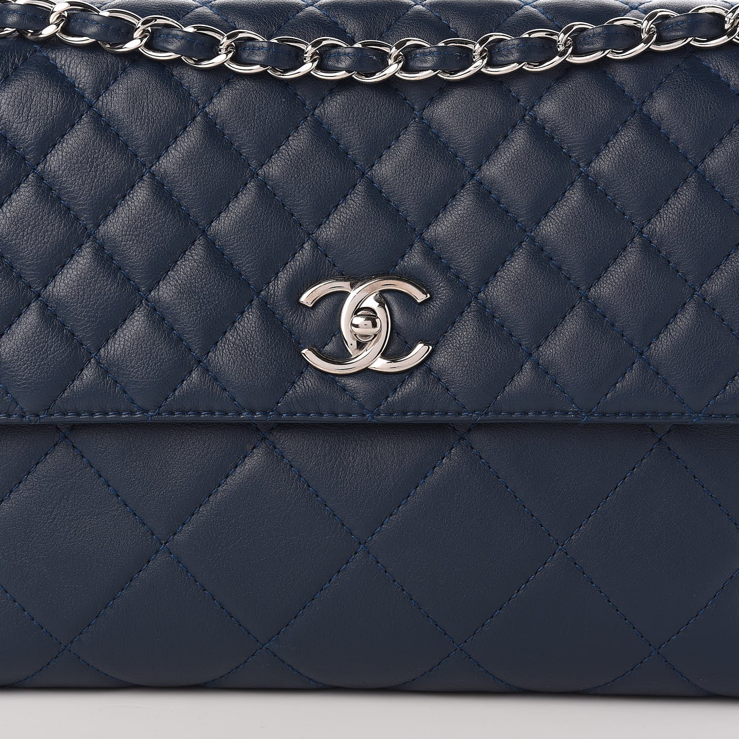 Chanel Calfskin Quilted In the Business Flap Dark Navy Blue 10 of 11