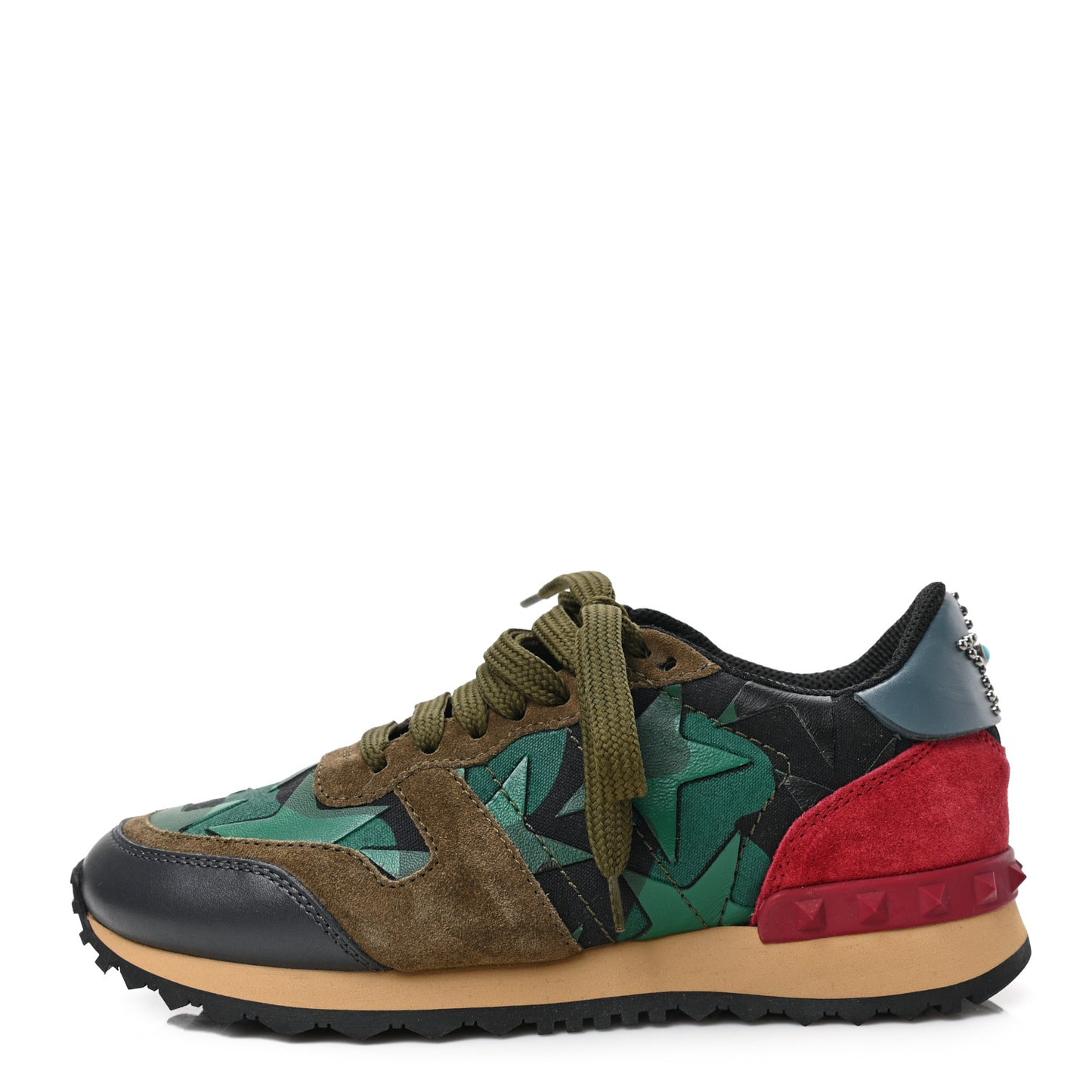 Nappa Suede Camouflage Womens Rockrunner Sneakers 35 Green Red Multicolor