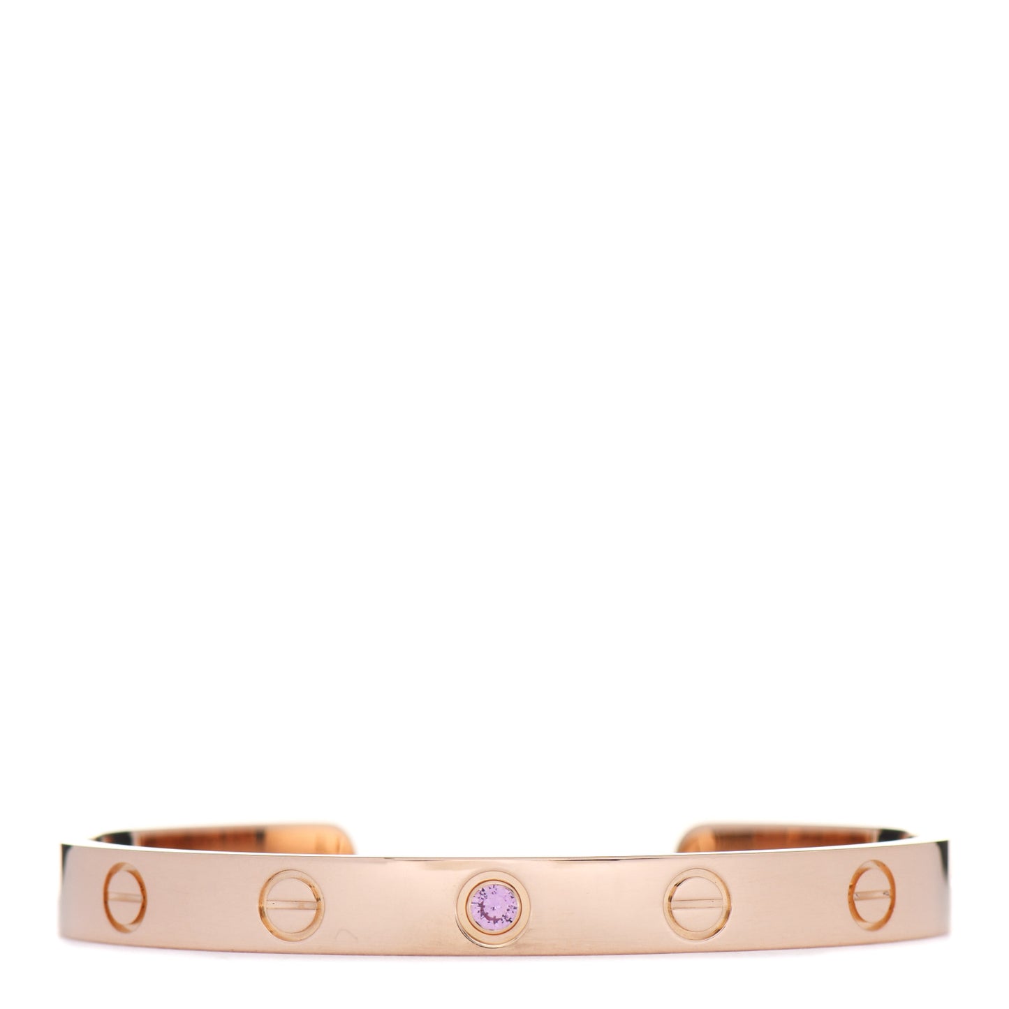 18K Pink Gold Pink Sapphire LOVE Cuff Bracelet 16