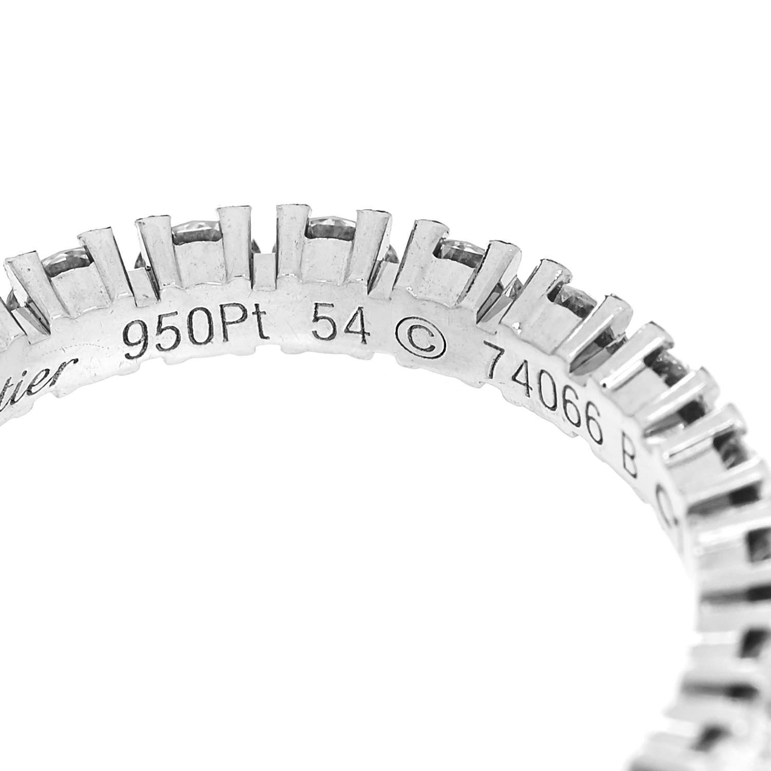 Cartier Platinum Diamond 1.52ct Destinee Wedding Band Ring 54 6.75 5 of 7